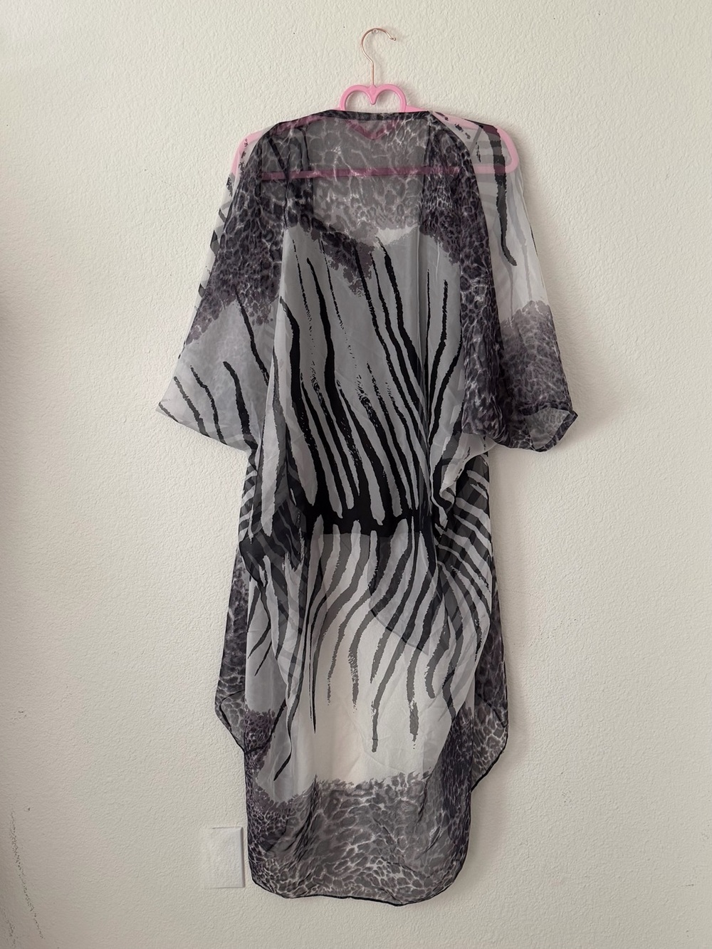 Black and White Sheer Animal Print Swim Coverup - Picture 4 of 4